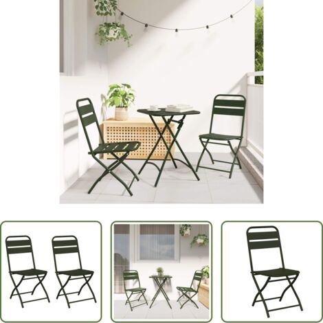 Sedile da esterno -  Sedia Pieghevole da Giardino 2 pcs Verde 42 x 52 x 82cm