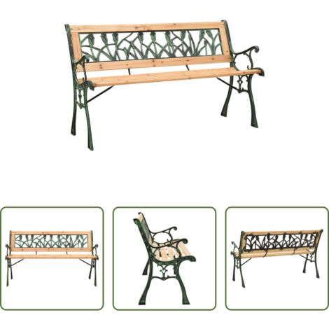 Sedile da giardino -  Panchina da Giardino 122 cm in Ghisa e Legno Massello di Abete