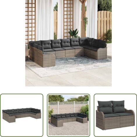 Sedile da giardino -  Set Divano da Giardino Grigio polyrattan