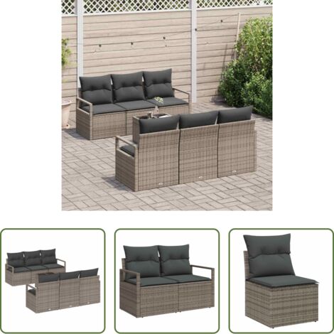 Sedile da terrazzo -  Set di divani 7 pcs Grigio polyrattan