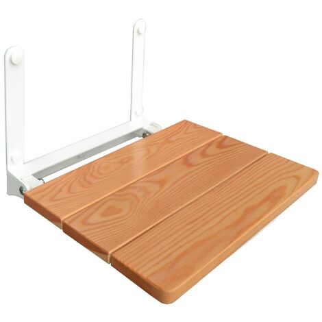 Sedile doccia a muro con seduta pieghevole 35x32 in legno di larice