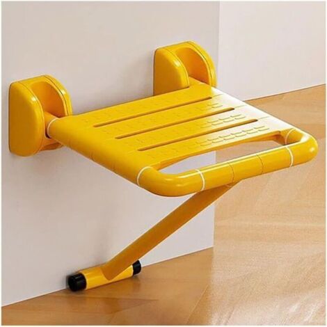 Sedile doccia pieghevole e antiscivolo, supporto di sicurezza a parete per anziani, donne in gravidanza e persone con disabilità, fino a 100 kg, giallo.