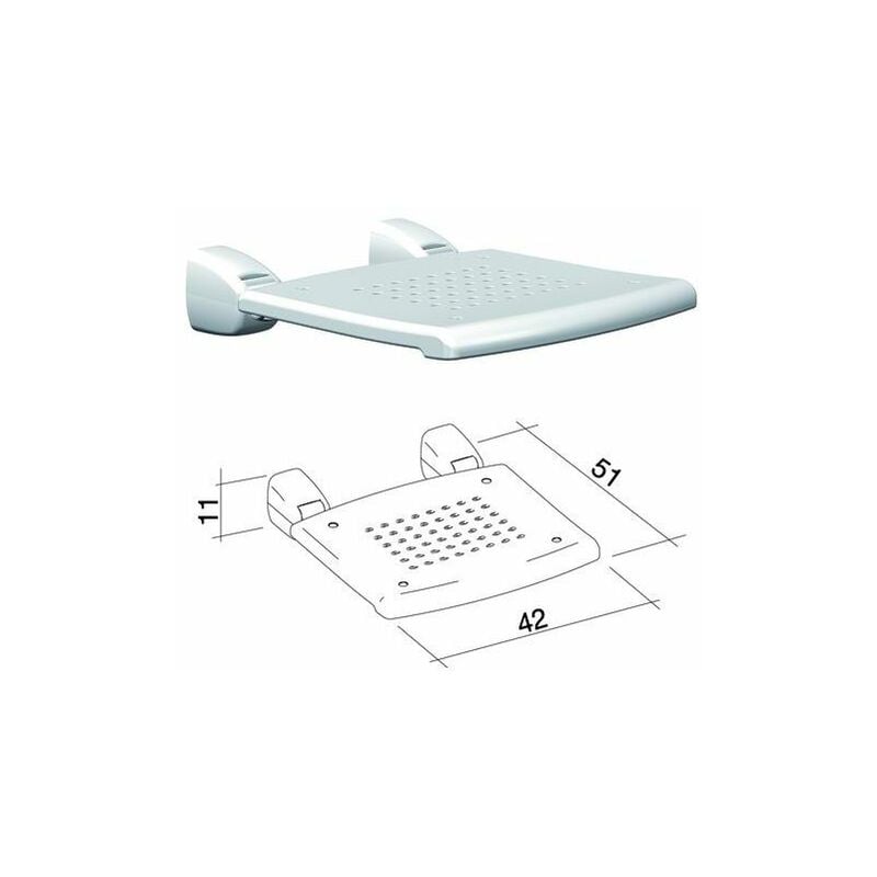 Sedile Per Doccia Da Parete Ribaltabile.Sgabello Da Bagno Fisso Finitura Antiscivolo Ribaltabile Verso La Parete Dim 42x51x11 Cm Pr Ws Pp Bx