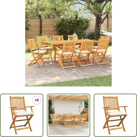 Sedile esterno -  Sedia pieghevole con cuscino 8 pcs Bianco 49 x 57.5 x 92cm