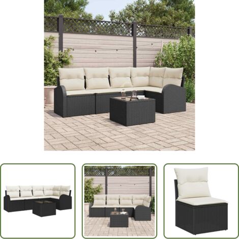 Sedile esterno -  Set di divani con cuscino Nero Poliestere