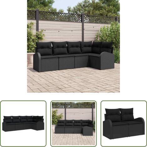 Sedile esterno -  Set di divani con cuscino Nero Poliestere