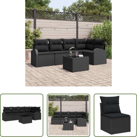 Sedile esterno -  Set di divani con cuscino Nero Poliestere