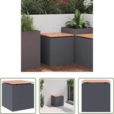 Sedile in legno - Panchina da giardino Antracite 40 x 40 x 43 cm Acciaio