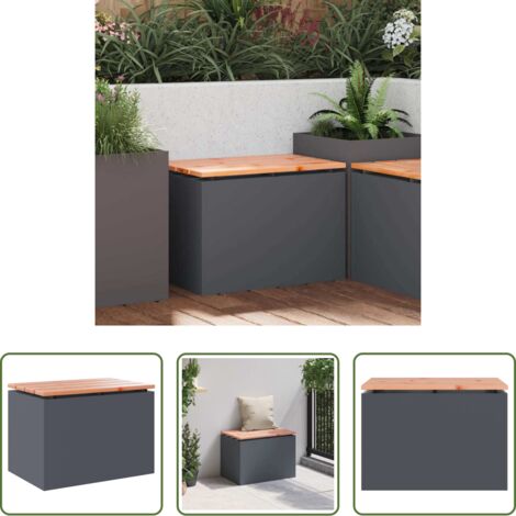 Sedile in legno - Panchina da giardino Antracite 60 x 40 x 43 cm Acciaio