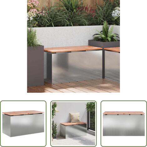 Sedile in legno -  Panchina da giardino Argento 80 x 40 x 43 cm Acciaio zincato