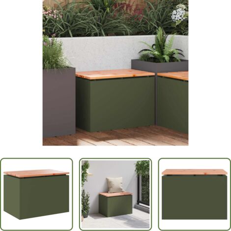 Sedile in legno -  Panchina da giardino Oliver verde 60 x 40 x 43 cm Acciaio
