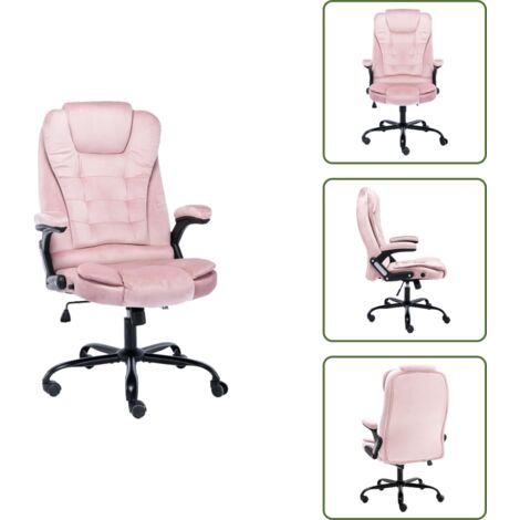 Sedile in velluto - vidaXL Sedia da Ufficio Rosa in Velluto - Schienale alto