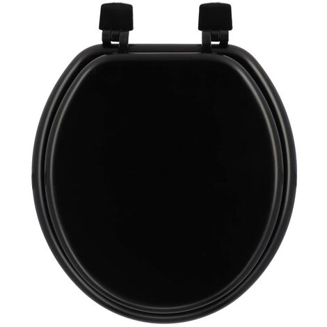 Sedile per wc in mdf da 17 pollici con fissaggi in plastica - nero - Tendance