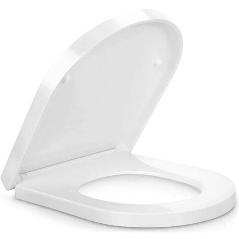 Sedile WC a forma di U - Chiusura ammortizzata - Dimensioni esterne: 41 x 33,7 cm, dimensioni interne: 27,5 x 19,5 cm, colore bianco, 1 pezzo