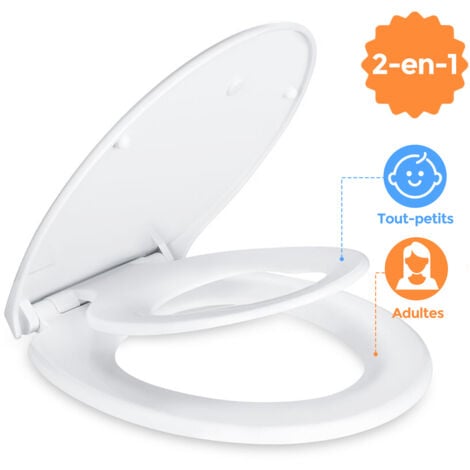 Sedile WC per famiglie, SDLOGAL Sedile WC con seggiolino magnetico per bambini, 46x37 cm/forma a O, freno anticaduta e cerniera regolabile, sedile WC per famiglie per bambini e adulti