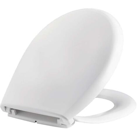 Sedile WC universale bianco con cerniere in PP modello BOXER