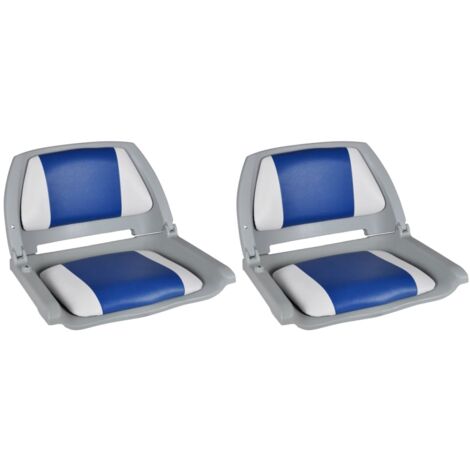 Sedili per Barca 2 pz Pieghevoli Cuscino Blu-Bianco 41x51x48 cm vidaXL