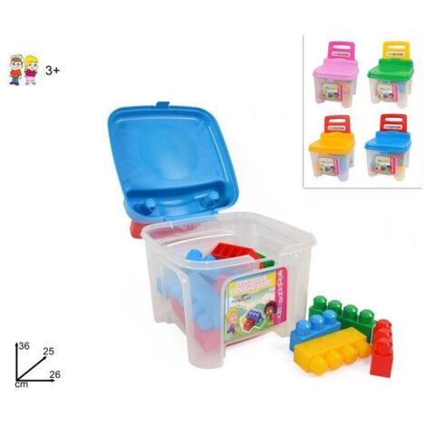 Sediolina Bambini Contenitore Con Costruzioni Plastica Colorate Sedia Bimbi