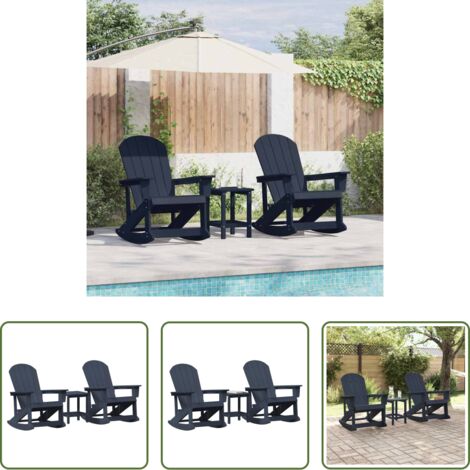 Seduta a dondolo -  Set Lounge da Giardino 3 pcs Blu navy HDPE