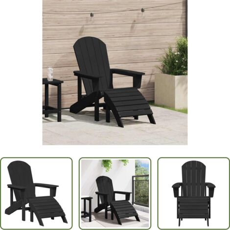 Seduta all'aperto -  Sedia Adirondack Nero 82 x 74 x 92 cm HDPE