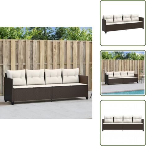 Seduta all'aperto - vidaXL Lettino Prendisole con Cuscini Marrone in Polyrattan - Cuscino sfoderabile