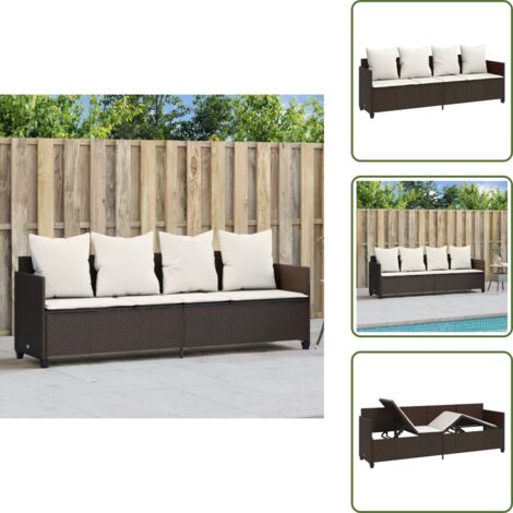 Seduta all'aperto - vidaXL Lettino Prendisole con Cuscini Marrone in Polyrattan - Lettino da giardino