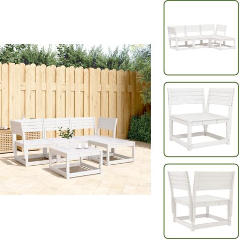 Seduta angolare - vidaXL Set Salotto da Giardino 4 pz Bianco in Legno Massello di Pino - Mobili in legno
