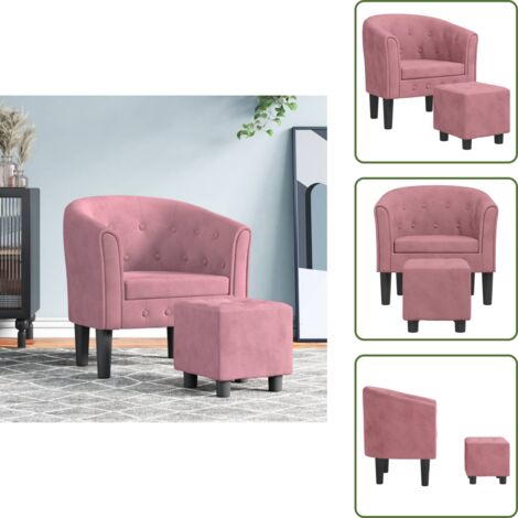Seduta Comfort - vidaXL Poltrona Cabriolet con Poggiapiedi Rosa in Velluto - Poltrona con Poggiapiedi