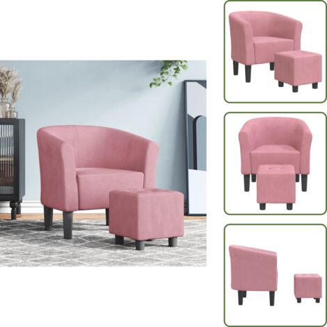 Seduta Comfort - vidaXL Poltrona Cabriolet con Poggiapiedi Rosa in Velluto - Poltrona per Camera da Letto