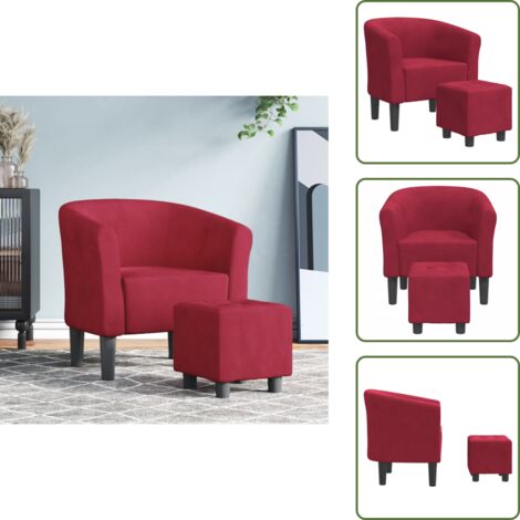 Seduta Comfortevole - vidaXL Poltrona Cabriolet con Poggiapiedi Rosso Vino in Velluto - Poltrona per Camera da Letto