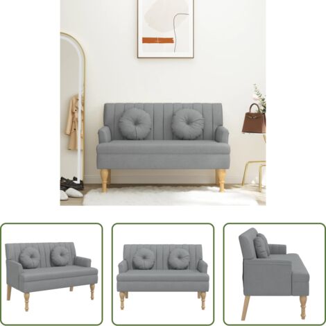 Seduta comoda -  Panca con Cuscini Grigio Chiaro 113x64,5x75,5 cm in Tessuto