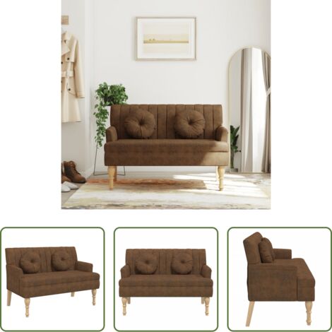 Seduta comoda -  Panca con Cuscini Marrone 113x64,5x75,5 cm in Scamosciato