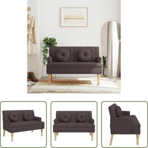 Seduta comoda -  Panca con Cuscini Marrone Scuro 113x64,5x75,5 cm in Tessuto