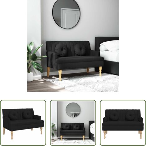 Seduta comoda -  Panca con Cuscini Nera 113x64,5x75,5 cm in Tessuto