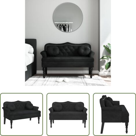 Seduta comoda -  Panca con Cuscini Nera 120,5x65x75 cm Velluto
