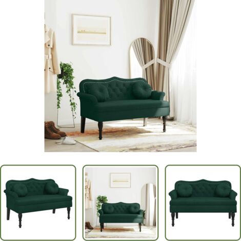 Seduta comoda - Panca con Cuscini Verde Scuro 120,5x65x75 cm Velluto