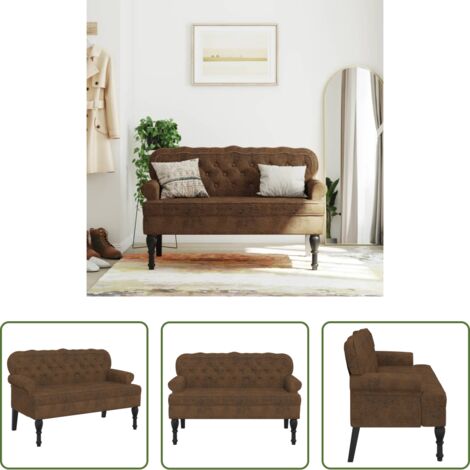 Seduta comoda -  Panca con Schienale Marrone 119,5x64,5x75 cm in Scamosciato