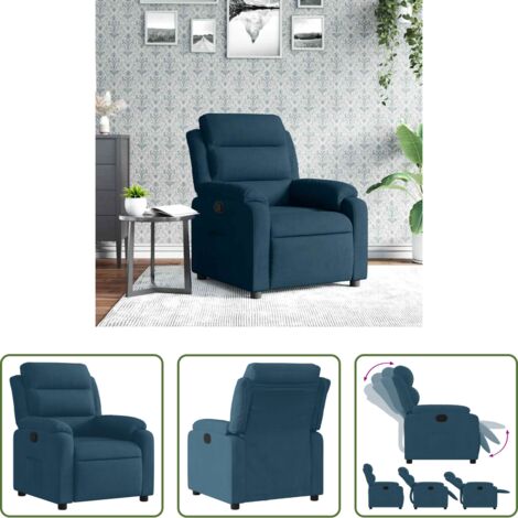 Seduta comoda -  Poltrona Reclinabile Blu in Velluto