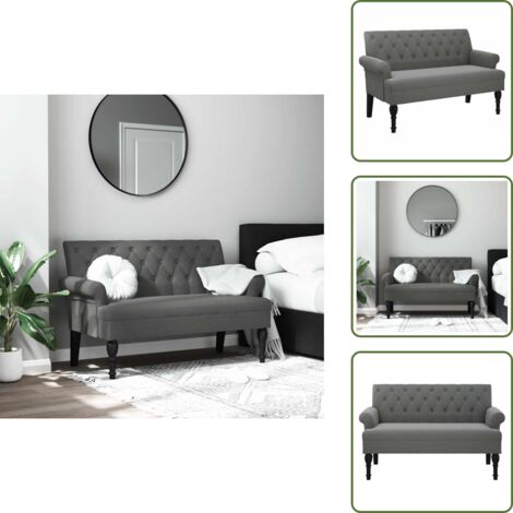 Seduta comoda - vidaXL Panca con schienale grigio scuro 120x62x75,5 cm in tessuto - Design elegante