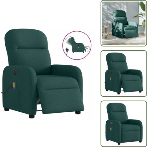 Seduta comoda - vidaXL Poltrona Massaggiante Reclinabile Elettrica Verde Scuro Tessuto - Vibrazione