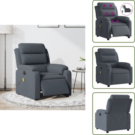 Seduta comoda - vidaXL Poltrona Massaggiante Reclinante Elettrica Grigio Scuro Velluto - Poltrona elettrica