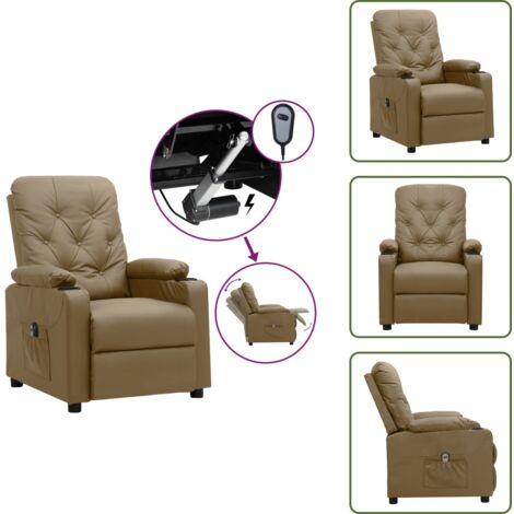 Seduta comoda - vidaXL Poltrona Reclinabile Elettrica Cappuccino in Similpelle - Schienale elettrico