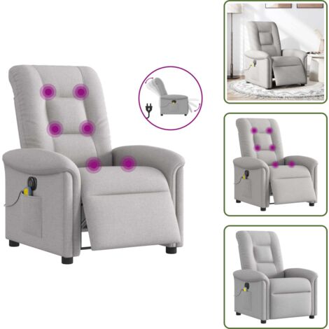 Seduta comoda - vidaXL Poltrona Reclinabile Massaggio Elettrica Grigio Nuvola Tessuto - Vibrazione