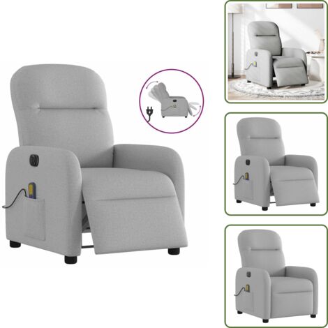 Seduta comoda - vidaXL Poltrona Reclinabile Massaggio Elettrica Grigio Nuvola Tessuto - Vibrazione