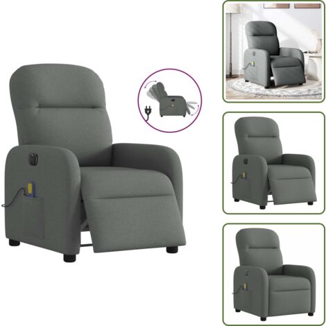 Seduta comoda - vidaXL Poltrona Reclinabile Massaggio Elettrica Grigio Scuro Tessuto - Vibrazione