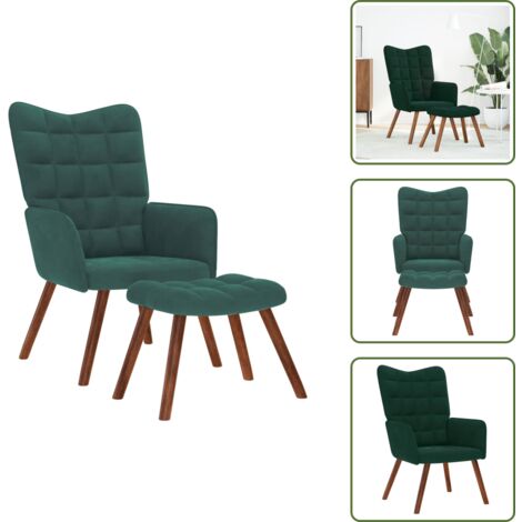 Seduta comoda - vidaXL Poltrona Relax con Sgabello in Velluto Verde Scuro - Poggiapiedi