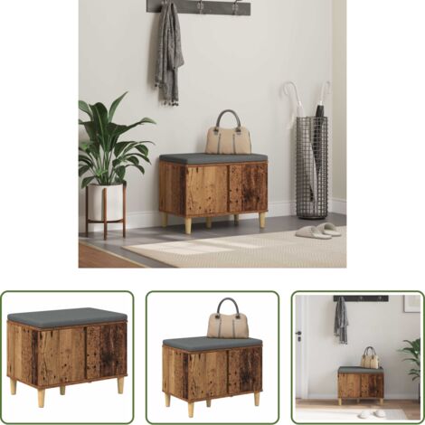 Seduta con cuscino -  Panca per ingresso con cuscino Legno vecchio 60 x 38 x 46 cm