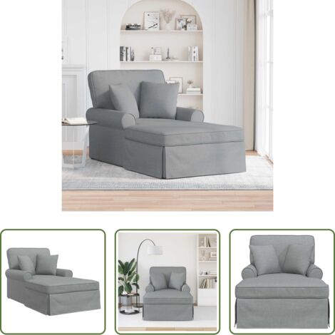 Seduta con gonna -  Chaise Longe con Gonna con cuscino 3 pcs Grigio chiaro Tessuto