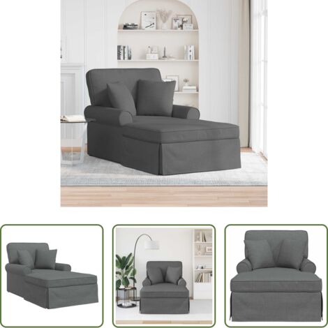 Seduta con gonna -  Chaise Longe con Gonna con cuscino 3 pcs Grigio scuro Tessuto