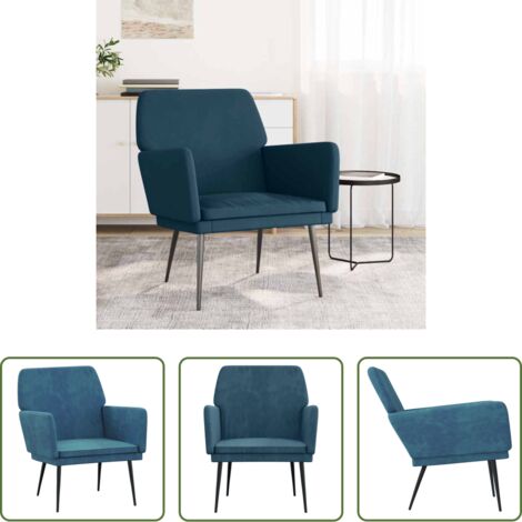 Seduta confortevole -  Poltrona Blu 62x79x79 cm Velluto